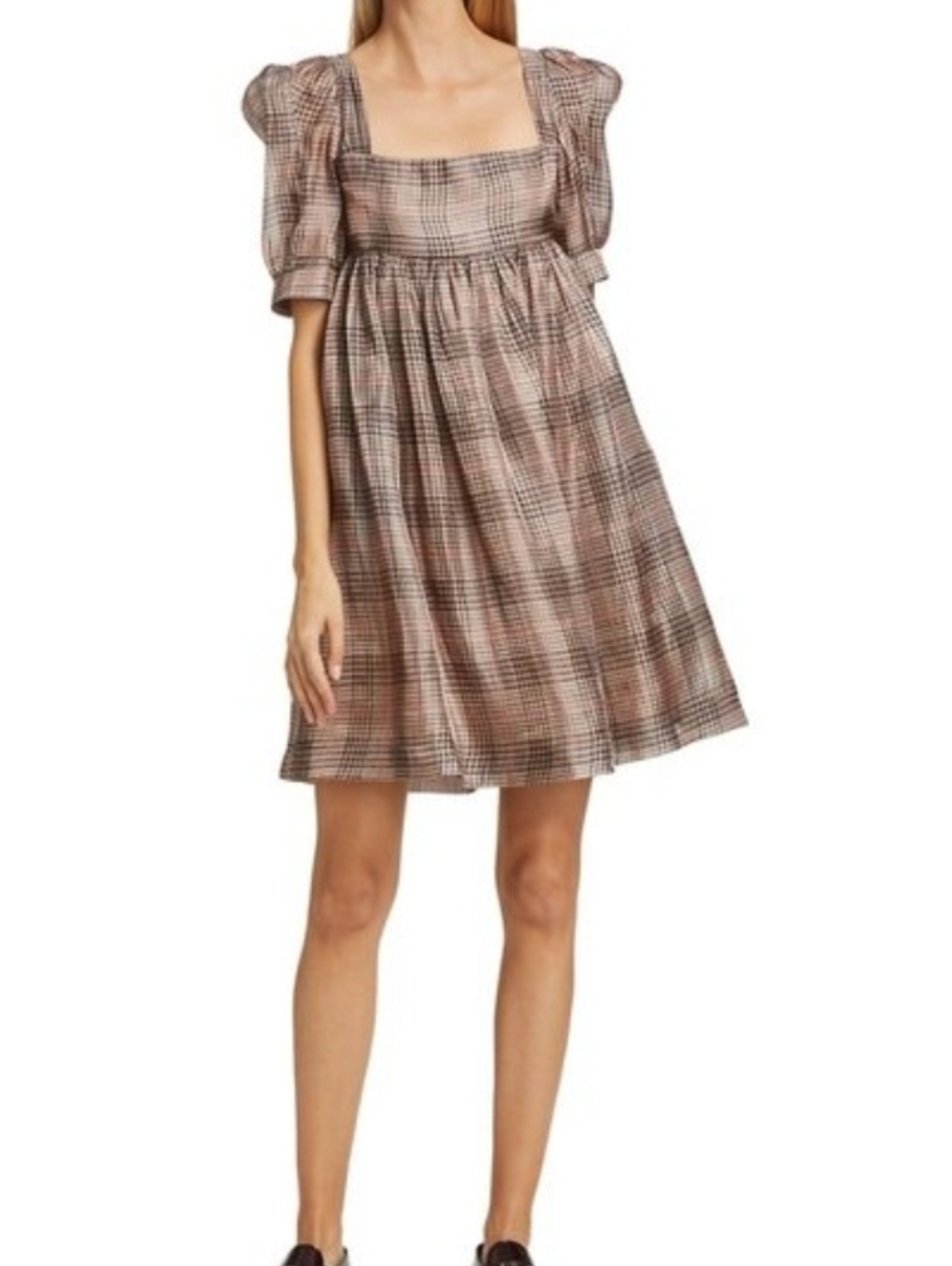 SALE! En Saison Plaid organza mini babydoll Dress Medium
